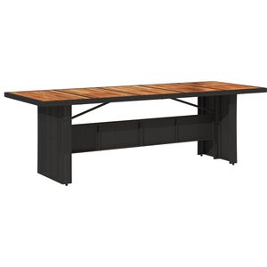 vidaXL Z&aacute;hradn&yacute; st&ocirc;l s ak&aacute;ciovou doskou čierny 240x90x75 cm polyratan