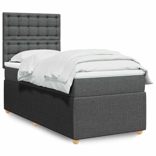 vidaXL Boxspring posteľ s matracom tmavosiv&aacute; 90x200 cm l&aacute;tka