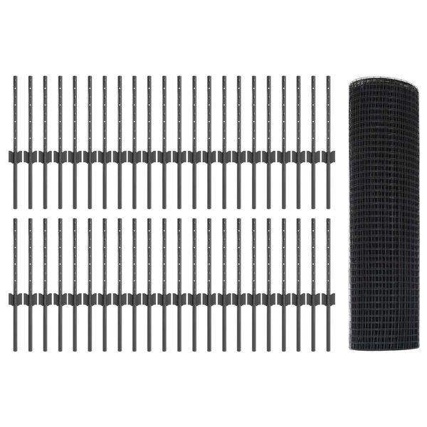 vidaXL Plot s podperou Siv&aacute; 0,4 x 100 m Ocel a PVC