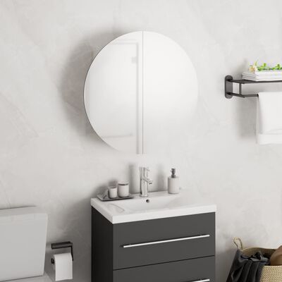 vidaXL Kúpeľňová skrinka s okrúhlym zrkadlom a LED biela 40x40x17,5 cm