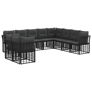 vidaXL Z&aacute;hradn&aacute; s&uacute;prava gaučov s vank&uacute;&scaron;om 8 pcs Čierna Polyester