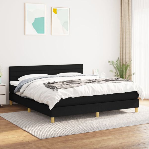 vidaXL Posteľn&yacute; r&aacute;m boxspring s matracom čierny 160x200 cm l&aacute;tka