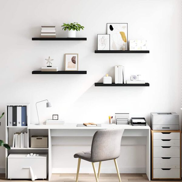 vidaXL Pl&aacute;vaj&uacute;ce n&aacute;stenn&eacute; police 4 ks, čierne 80x23,5x3,8 cm, MDF