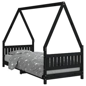vidaXL R&aacute;m detskej postele čierny 80x200 cm mas&iacute;vna borovica
