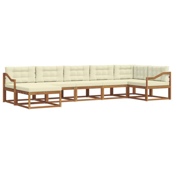 vidaXL Z&aacute;hradn&aacute; s&uacute;prava gaučov s vank&uacute;&scaron;om 7 pcs Pr&iacute;rodn&aacute; a kr&eacute;mov&aacute;