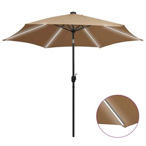 vidaXL Z&aacute;hradn&yacute; slnečn&iacute;k s LED, hlin&iacute;kov&aacute; tyč 300 cm, sivohned&yacute;