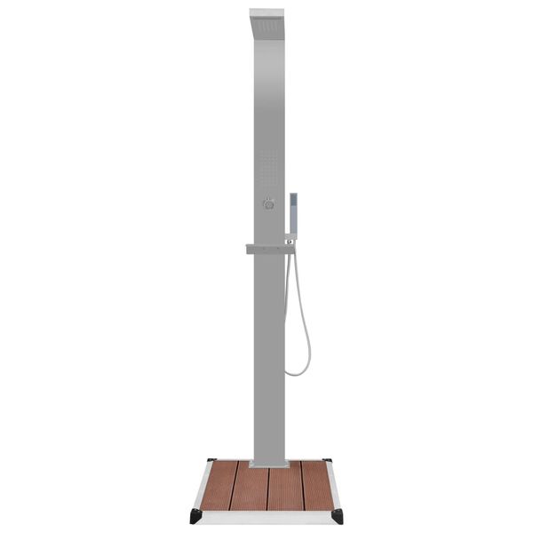 vidaXL Vonkajšia sprcha s vaničkou, WPC, nehrdzavejúca oceľ