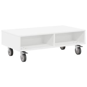 vidaXL Bočn&yacute; stol&iacute;k s kolieskami Biela 90 x 50 x 30 cm