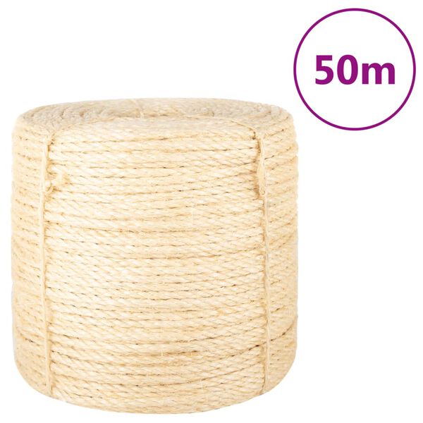vidaXL Lano 100% sisal 6 mm 50 m