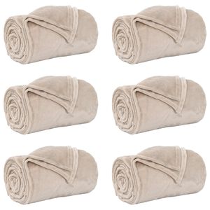 vidaXL Prikr&yacute;vky na hodenie 6 ks B&eacute;žov&aacute; 240 x 270 cm 9.93 kg Fl&iacute;s