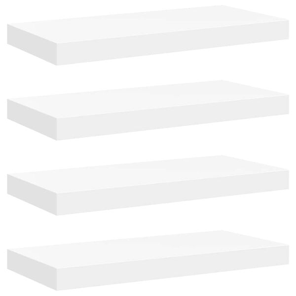 vidaXL Pl&aacute;vaj&uacute;ce n&aacute;stenn&eacute; police 4 ks, biele 50x23x3,8 cm, MDF