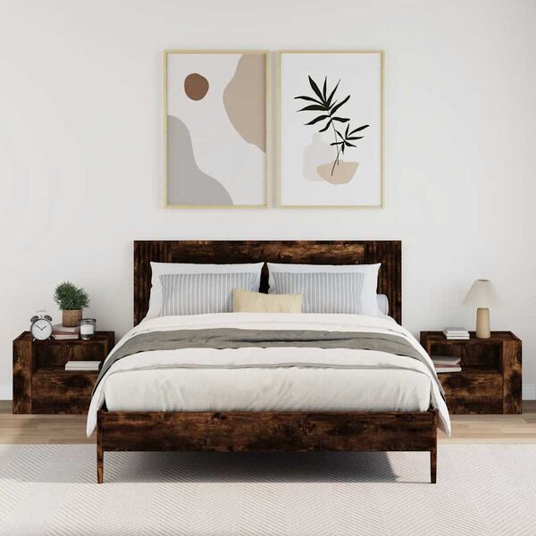 vidaXL N&aacute;stenn&eacute; nočn&eacute; stol&iacute;ky 2 ks dymov&yacute; dub 45x30x35 cm