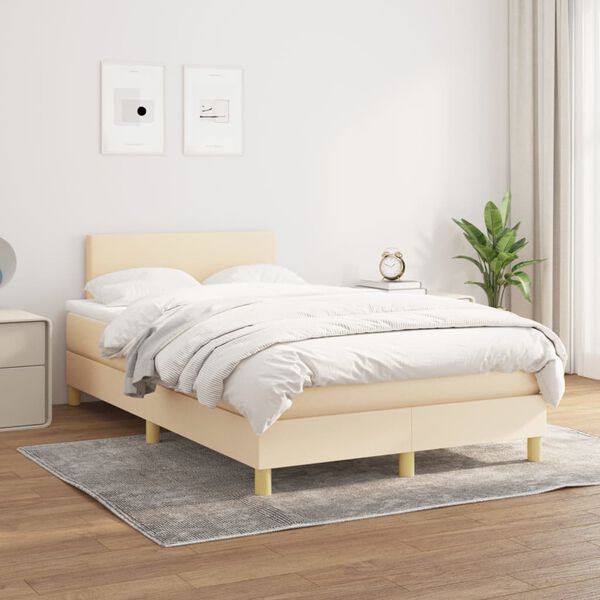 vidaXL Boxspring posteľ s matracom kr&eacute;mov&aacute; 120x190 cm l&aacute;tka