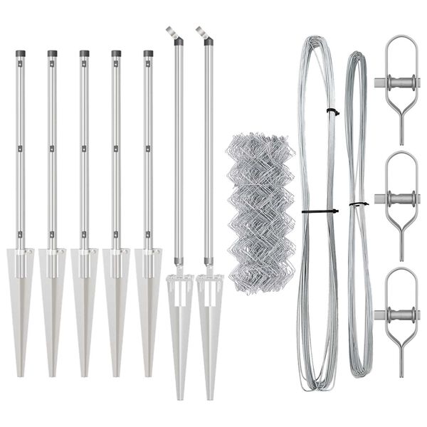 vidaXL Stĺp na plot. Strieborn&aacute; 10 x 0,4 m (60 x 60 mm sieť) Oceľ