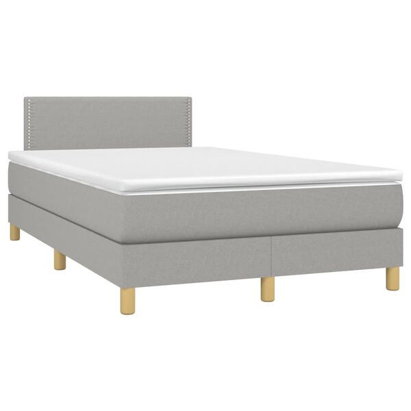 vidaXL Boxspring posteľ s matracom a LED, svetlosiv&aacute; 120x190 cm, l&aacute;tka