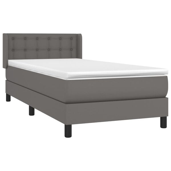 vidaXL Boxspring posteľ s matracom siv&aacute; 90x190 cm umel&aacute; koža