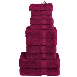 vidaXL 12-dielna pr&eacute;miov&aacute; sada uter&aacute;kov SOLUND bordov&aacute; 600 g/m&sup2;