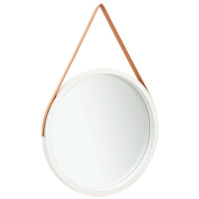 vidaXL Nástenné zrkadlo s popruhom biele 60 cm