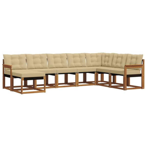 vidaXL Z&aacute;hradn&aacute; s&uacute;prava gaučov s vank&uacute;&scaron;om 8 pcs Pr&iacute;rodn&aacute; a b&eacute;žov&aacute;