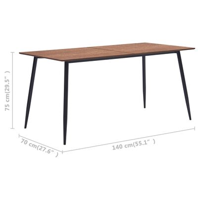 vidaXL Jedálenský stôl, hnedý 140x70x75 cm, MDF