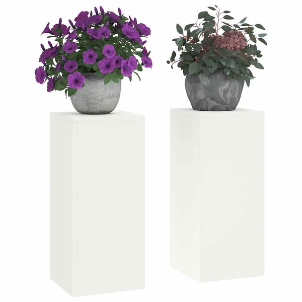vidaXL Stojan na rastliny 2 pcs Biela 24 x 24 x 55 cm Oceľ