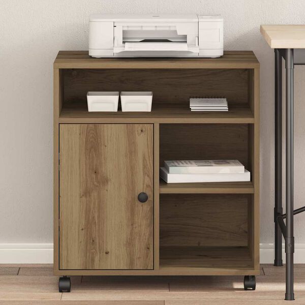 vidaXL Stojan na tlačiareň s &uacute;ložiskom dub artisan 60 x 50 x 67 cm