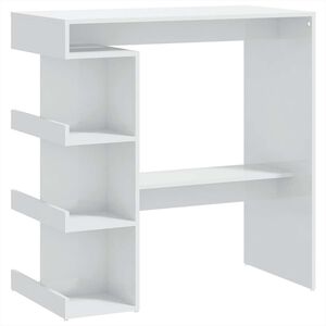 vidaXL Barov&yacute; st&ocirc;l s &uacute;ložn&yacute;m reg&aacute;lom vysok&yacute; lesk biely 100x50x101,5 cm