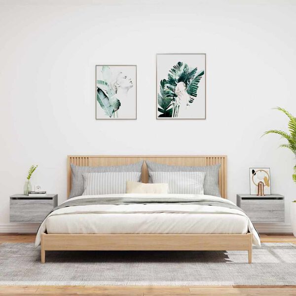 vidaXL N&aacute;stenn&eacute; nočn&eacute; skrinky s LED osvetlen&iacute;m 2 ks siv&eacute; sonoma