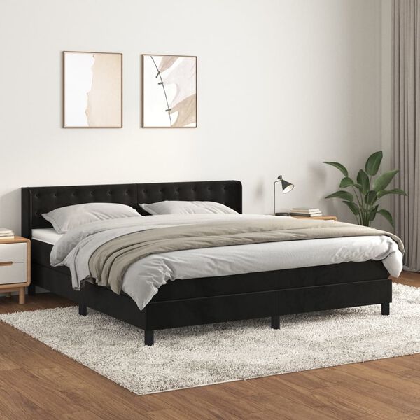 vidaXL Posteľn&yacute; r&aacute;m boxspring s matracom čierny 180x200 cm zamat