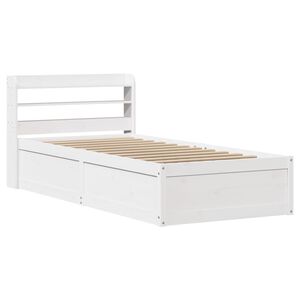 vidaXL R&aacute;m postele s čelom biely 90x190 cm mas&iacute;vne drevo