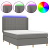 vidaXL Posteľ boxsping s matracom a LED tmavosiv&aacute; 140x190 cm l&aacute;tka
