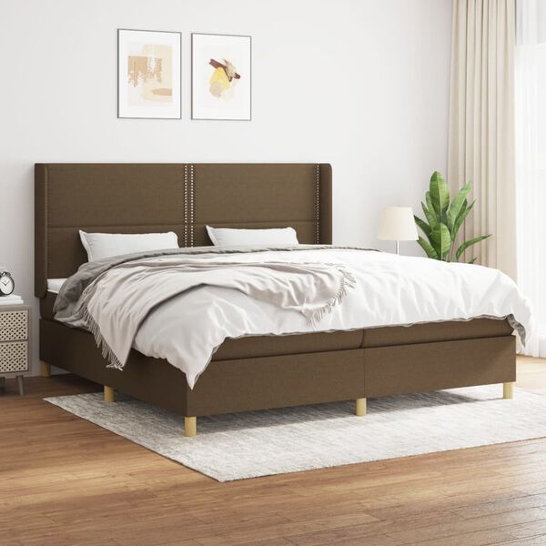vidaXL Boxspring posteľ s matracom tmavohned&aacute; 200x200 cm l&aacute;tka