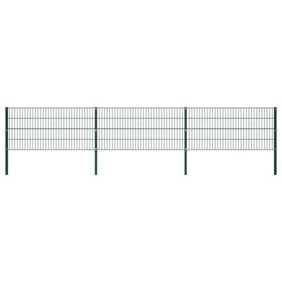 vidaXL Plotový panel so stĺpikmi, železo 5,1x0,8 m, zelený