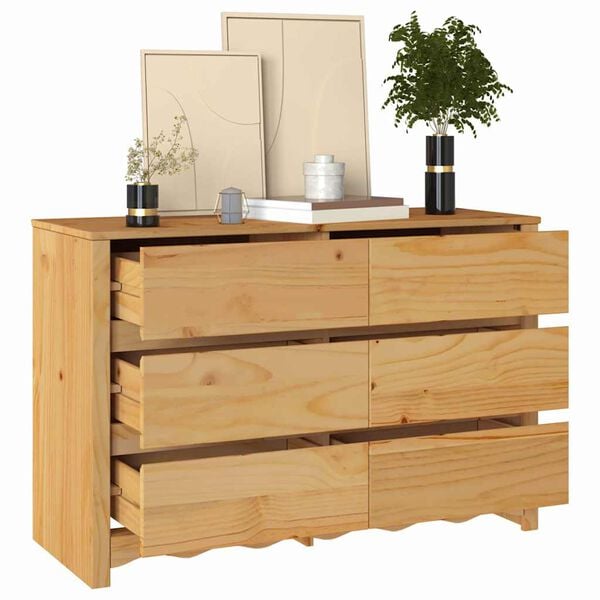 vidaXL Zásuvkový chest Drammen Dub 111 x 43 x 73.5 cm Borovicový masív