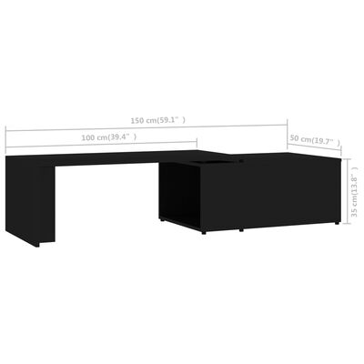 vidaXL Konferenčný stolík čierny 150x50x35 cm drevotrieska