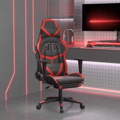 vidaXL Masážna herná stolička s podnožkou čierna a červená umelá koža
