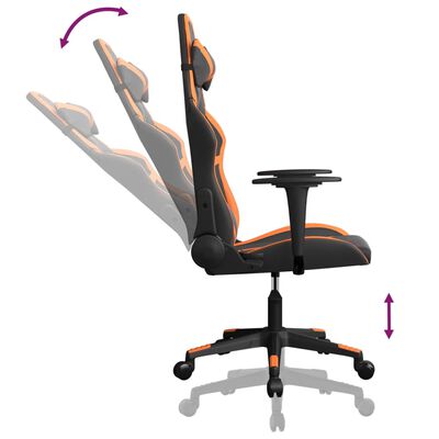 vidaXL Masážna herná stolička čierna a oranžová umelá koža