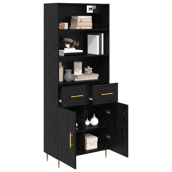 vidaXL Highboard Čierny dub 69,5 x 34 x 180 cm Kompozitn&eacute; drevo