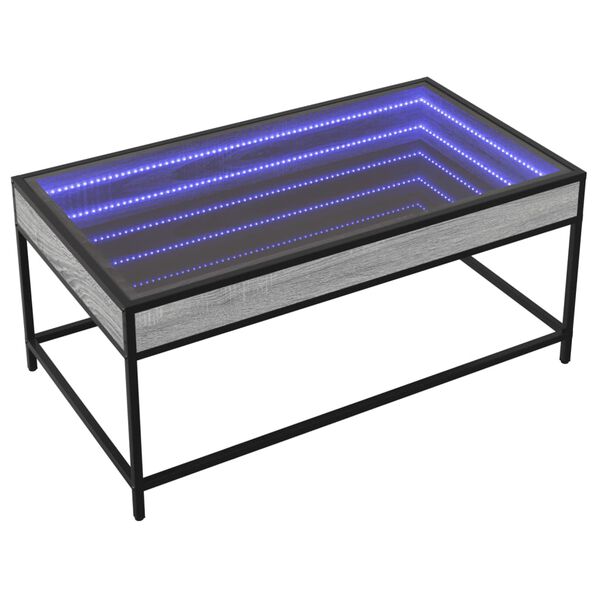vidaXL Konferenčn&yacute; stol&iacute;k s nekonečn&yacute;mi LED siv&yacute; sonoma 90x50x41 cm