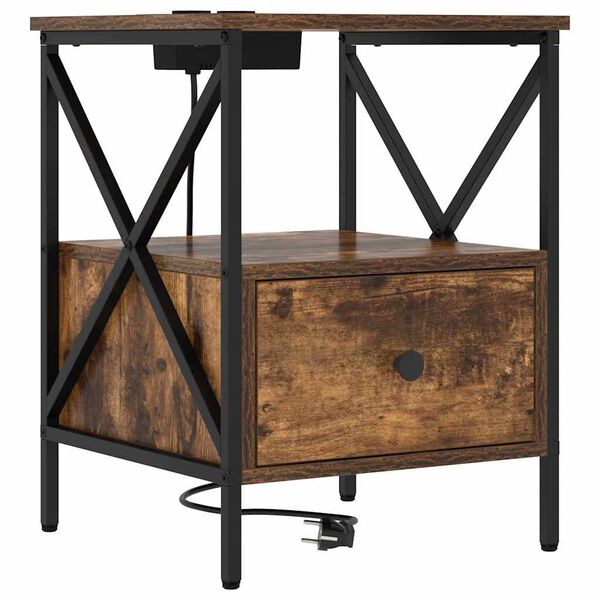 vidaXL Nočn&yacute; stol&iacute;k Dymov&aacute; dub 41,5 x 40,5 x 55 cm Kompozitn&eacute; drevo