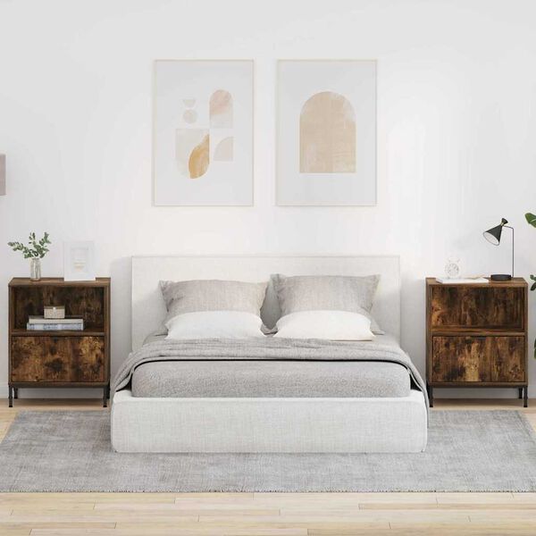 vidaXL Nočn&eacute; stol&iacute;ky 2 pcs Tmav&yacute; dub 49 x 36 x 61 cm Kompozitn&eacute; drevo