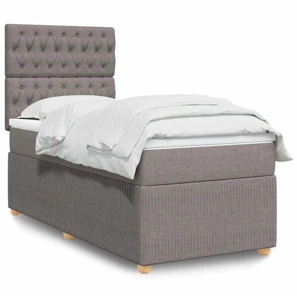 vidaXL Posteľn&yacute; r&aacute;m boxspring s matracom sivohned&yacute; 90x190 cm l&aacute;tka