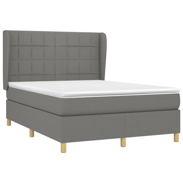 vidaXL Boxspring posteľ s matracom tmavosiv&aacute; 140x190 cm l&aacute;tka