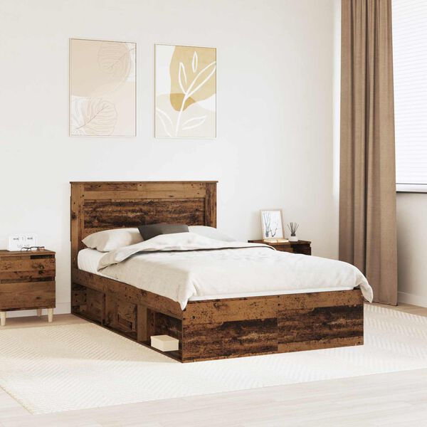 vidaXL Rám postele Staré drevo 120 x 200 cm Masívne borovicové drevo