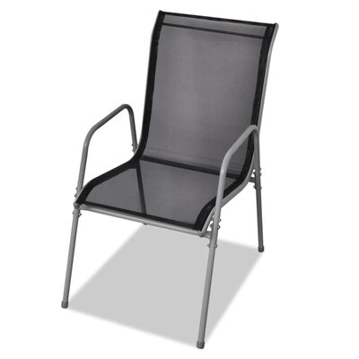 vidaXL Záhradné stoličky 6 ks, oceľ a textilén, čierne