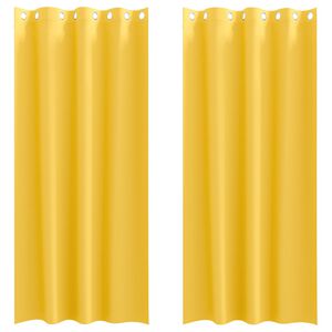 vidaXL Z&aacute;clony na zatemnenie s kr&uacute;žkami 2 ks Horčicov&aacute; žlt&aacute; Polyester