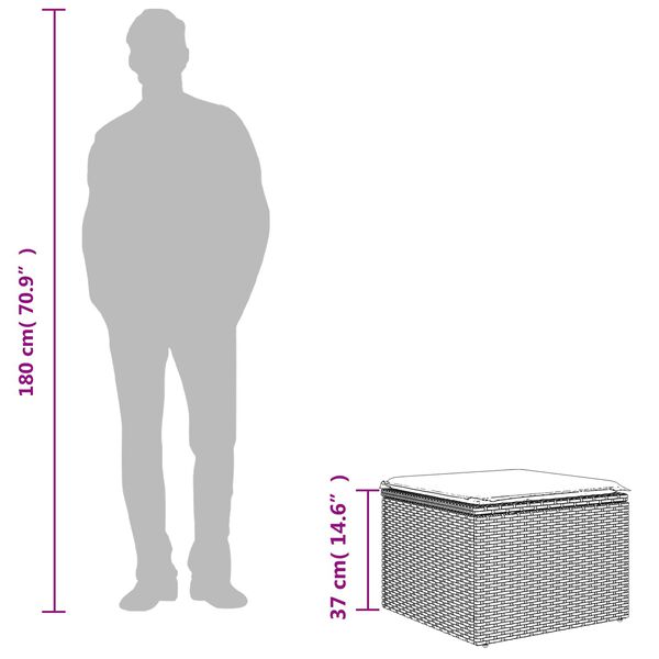 vidaXL Záhradná stolička s vankúšom hnedá 55x55x37 cm polyratan