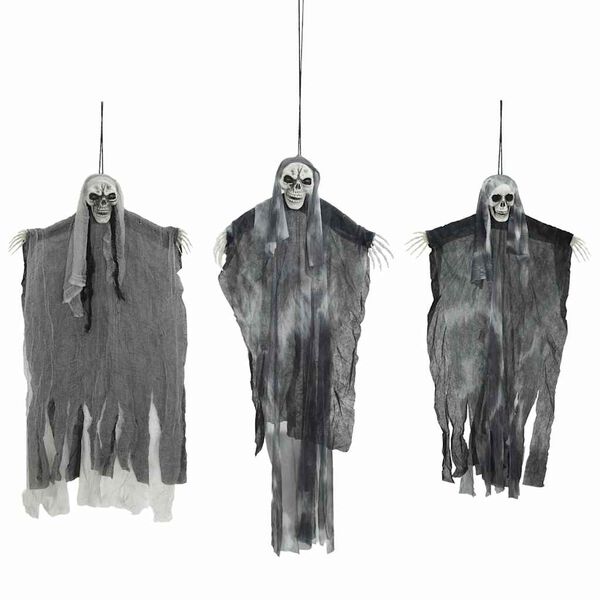 vidaXL Visiaci duch na Halloween 3 pcs Čierna 66 x 110 cm Polyester