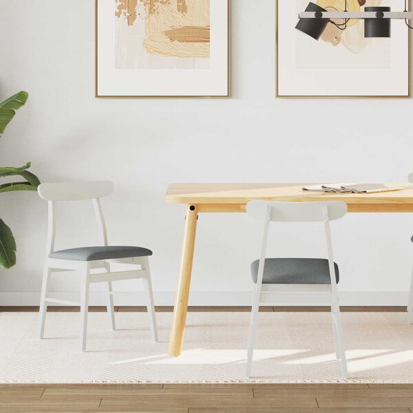 vidaXL Jedálenská stolička 2 pcs Biela a šedá Masívne drevo