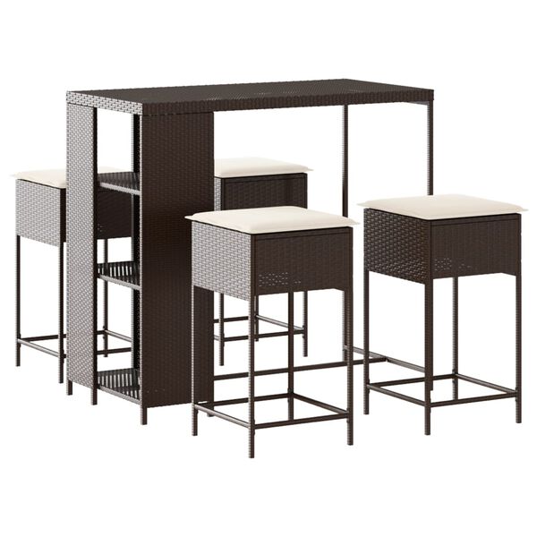 vidaXL 5-dielna z&aacute;hradn&aacute; jed&aacute;lensk&aacute; s&uacute;prava hned&aacute; polyratan